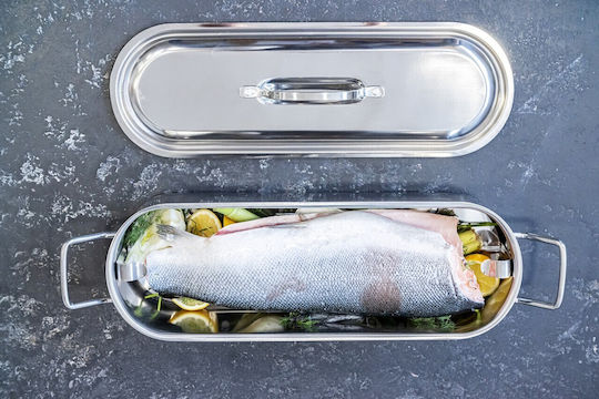 Kitchen Craft Ταψί με Καπάκι από Ανοξείδωτο Ατσάλι 15x45.5cm