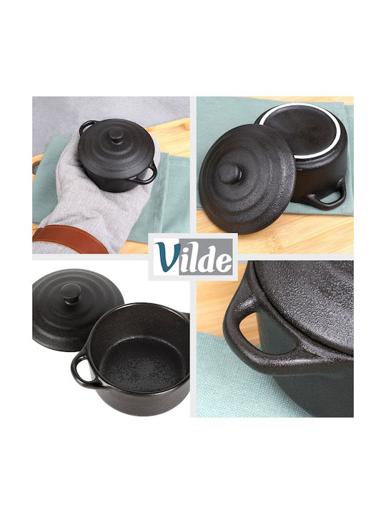 Vilde Vas Rotund Individual Rezistent La Căldură Din Porțelan Cu Capac 13.5x10x5cm