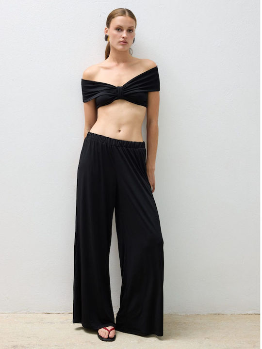 Women's Pantaloons with Rubber Band in Loose Fit Black