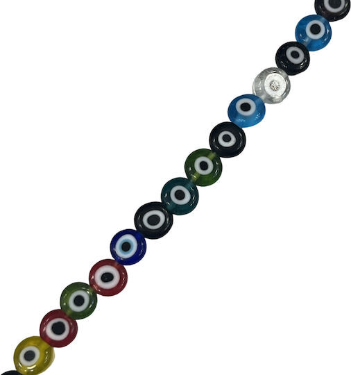 Glasauge Flach 8mm Mehrfarbig – Loch 1mm – Reihe 40cm 48 Perlen Ca