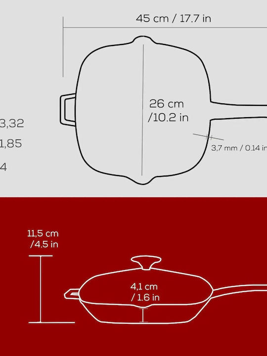 Lava Grătar Glaze Din Fontă Cu Capac 26cm