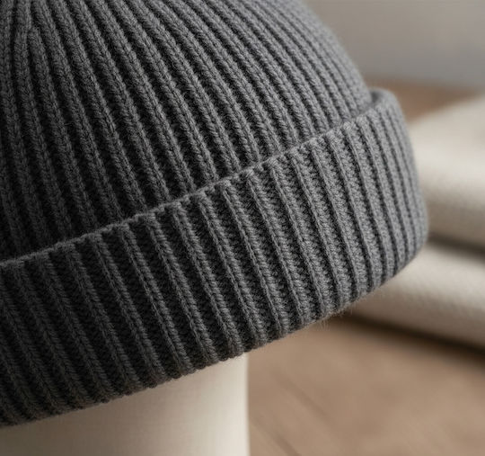 B383R Beanie Männer Beanie mit Rippstrick Dark Grey