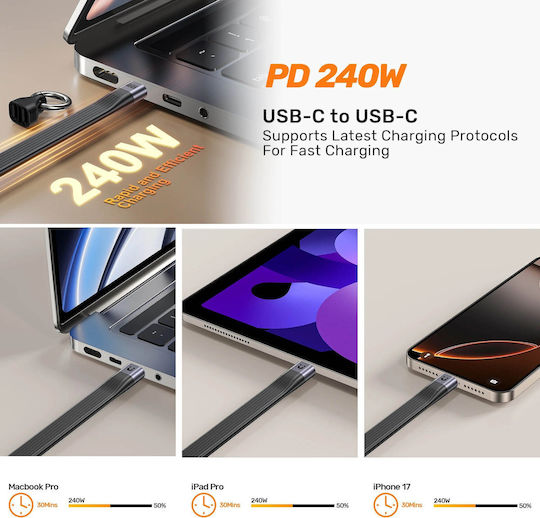 Unitek Uc Usb-c 4.0 M-m Cable & Keychain 0.13m 240w+40g+8k C14179a-0.13m