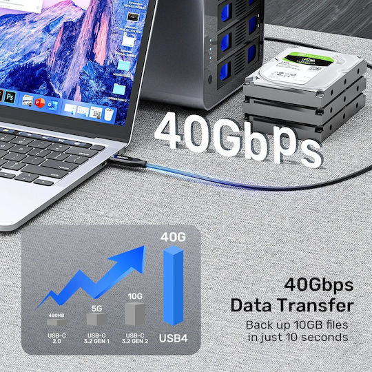 Unitek Usb-c 4.0 M-m Cable 2.0m 240w+40g+8k60hz C14100a V2
