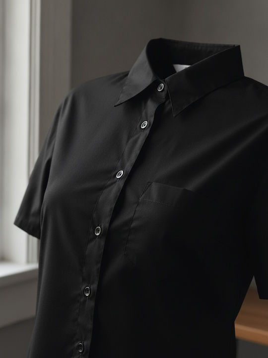 Short Sleeve Women's Shirt Black Monochrome
