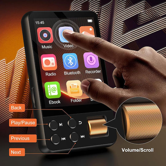 Ruizu MP3 Player 32GB with 2.4" Touch Screen Black M19-32GB