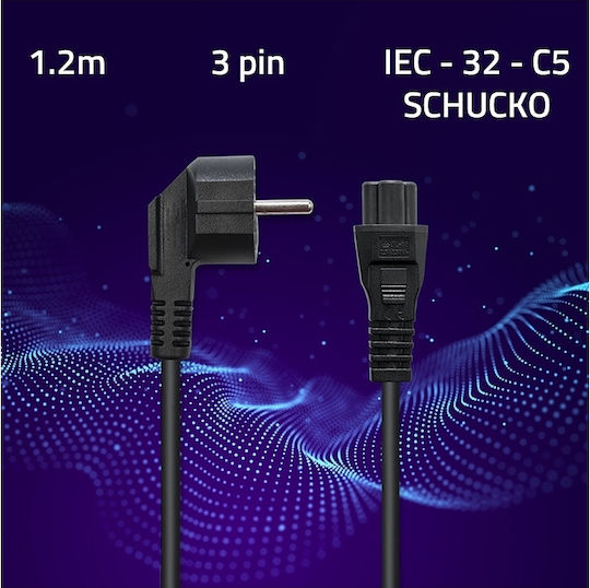Qoltec Iec C5/schuko Power Cable Clover Type 3x0.75 Mm² 1.2 M
