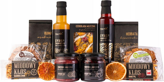 Geschenkekorb Set Präsent Tee Kaffee Sirupe Schokolade Marmelade