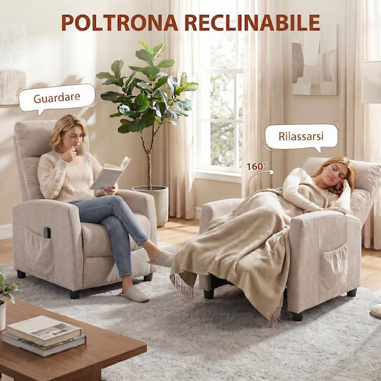 Relax Massage Armchair with Footstool Ecru/Cream 66x91x108cm