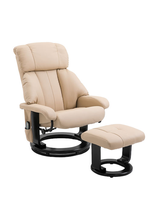 Entspannungs Sessel mit Fußhocker Massage Beige 76x80x102cm