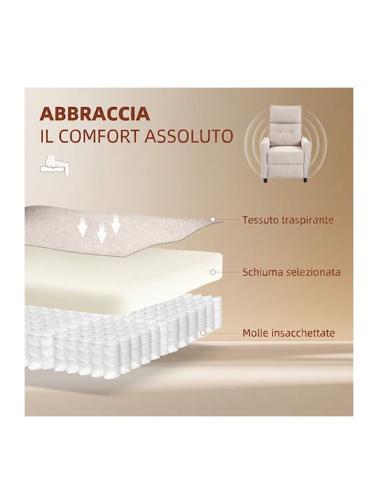 HomCom Relax Massage Sessel mit Fußhocker Weiß Creme 69x93x104cm