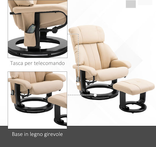 Scaun De Relax Masaj Cu Puf Crem 76x80x102cm
