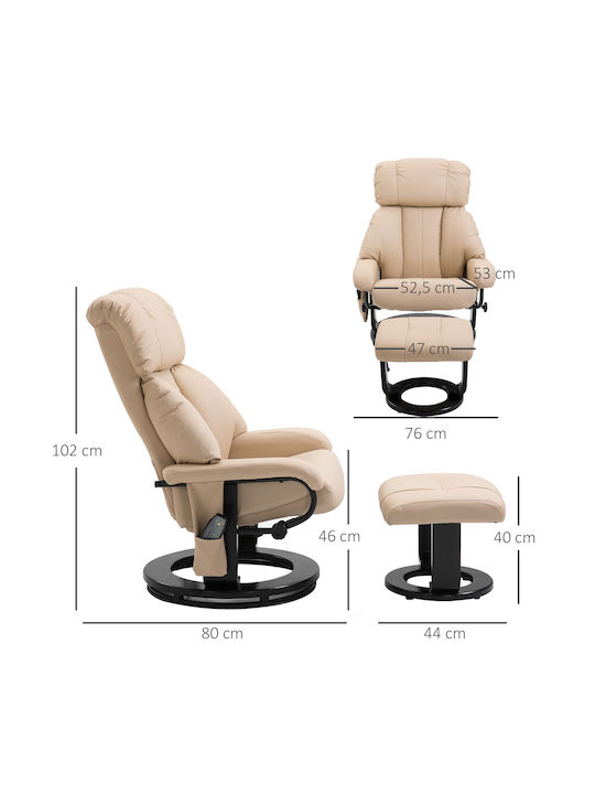 Entspannungs Sessel mit Fußhocker Massage Beige 76x80x102cm