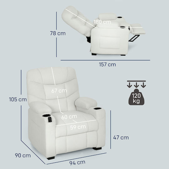 Relax Sessel mit Fußhocker Beige