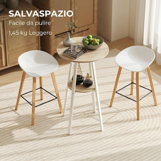 Round Bar Table Wooden with Metal Frame Natural/White 55x55x95cm
