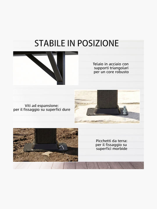 Outsunny Gazebo de Grădină Gri 3.8x3m