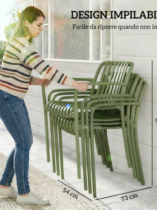 Outdoor Chair Polypropylene Green 4 Pieces