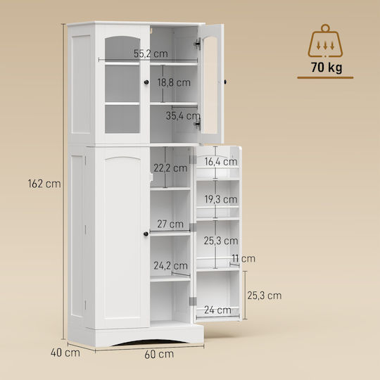 Ντουλάπι Κρεμαστό Λευκό 60x40x162εκ.