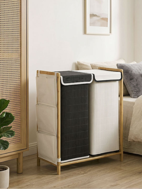 HomCom Laundry Basket Bamboo 120lt with Lid Black