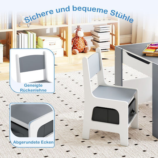 Kids Table Set with Chairs for Painting Grey Costway