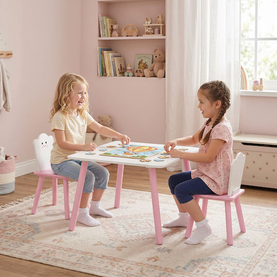 Kids Table Set with Chairs for Painting Wooden Pink Aiyaplay