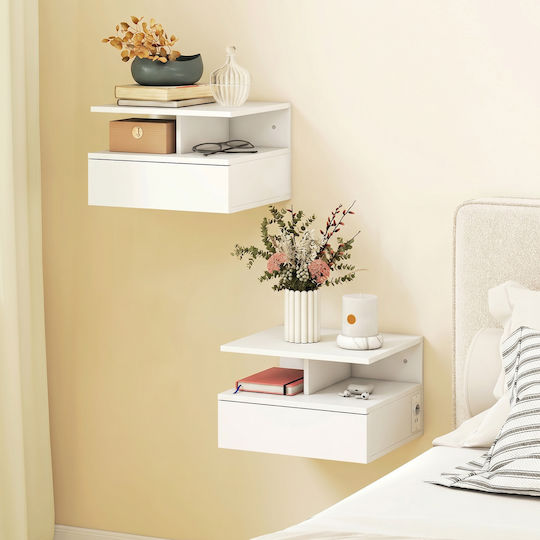 Wooden Bedside Tables with Metal Legs White 2 Pieces 40x35x30cm