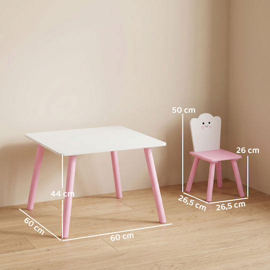 Kids Table Set with Chairs for Painting Wooden Pink Aiyaplay