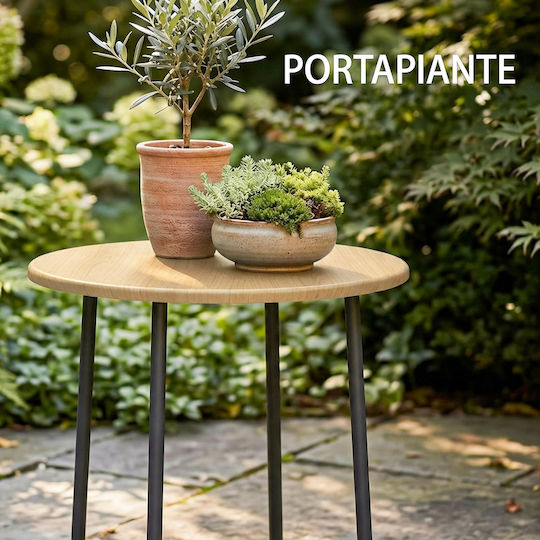 Metal Table for Small Outdoor Spaces Natural Wood 48x48x51cm
