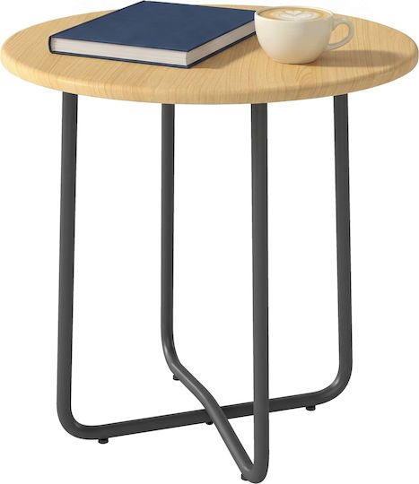 Metal Table for Small Outdoor Spaces Natural Wood 48x48x51cm