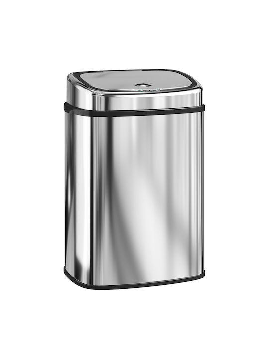 HomCom Waste Bin Made of Silver Stainless Steel 50lt