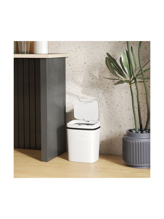 HomCom Waste Bin Plastic with Photocell White 15lt