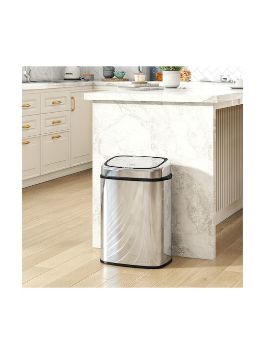 HomCom Waste Bin Made of Silver Stainless Steel 50lt