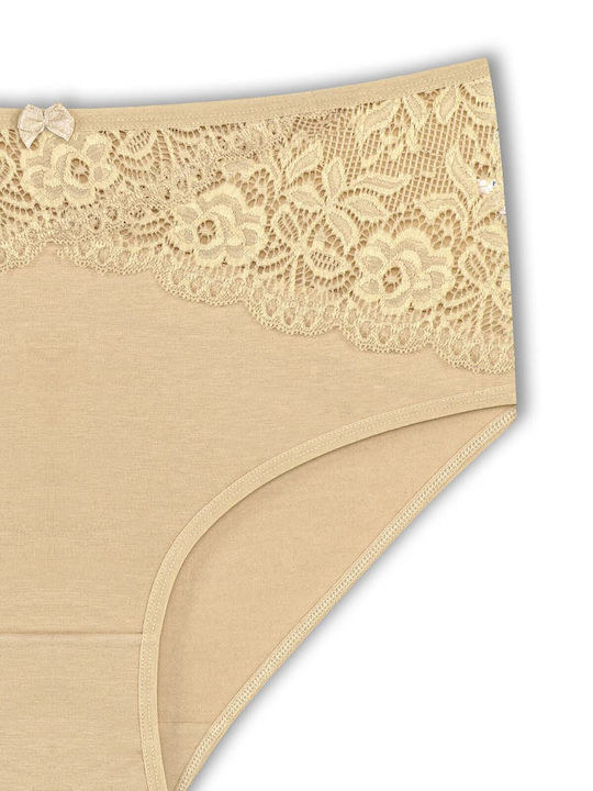Baumwolle Hohe Taille Damen-Slips MultiPack mit Spitze Burgundisch