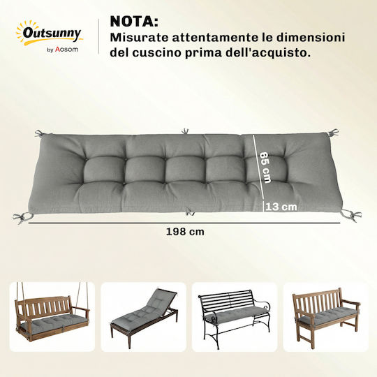Outsunny Pernă pentru pat de soare cu Spătar Gri Deschis 65x198cm