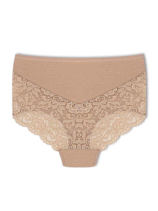 Hohe Taille Damen-Slips 2er Pack mit Spitze Baumwoll
