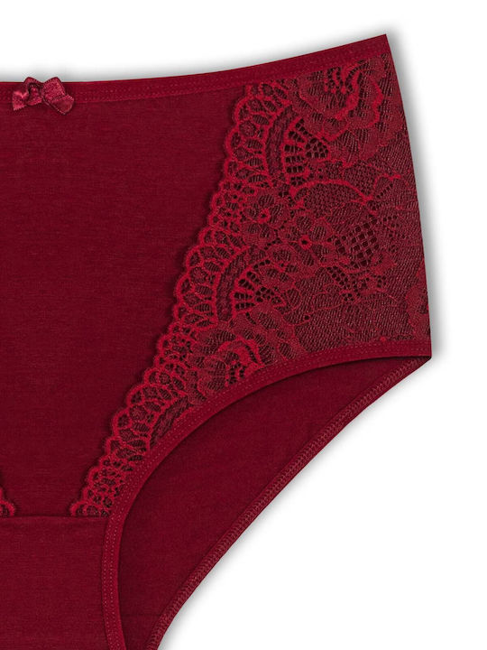 Hohe Taille Damen-Slips MultiPack mit Spitze aus Baumwolle