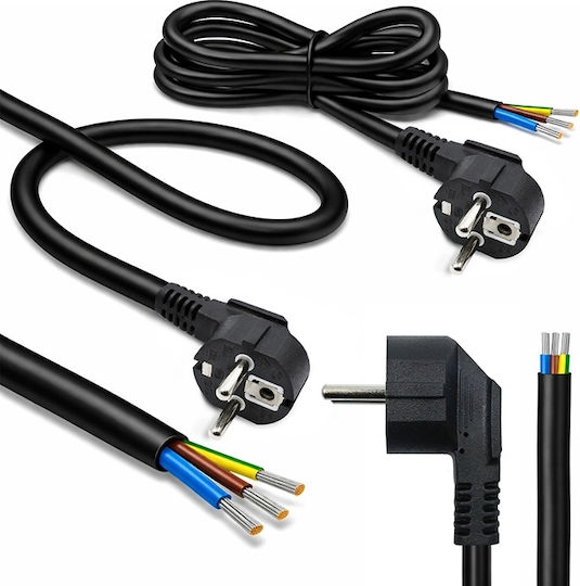Qoltec Power Cable Angled Schuko Cee 7/7 Plug E F Copper Stripped Soldered 3x1.50 Mm² 3 M