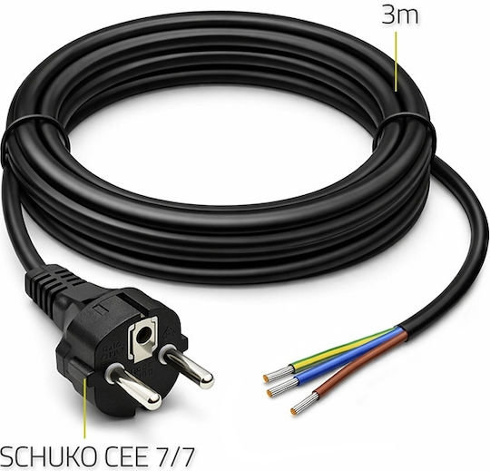 Qoltec Cablu De Alimentare Schuko Cee 7/7 E F Cupru Cu Miezuri 3x0.75 Mm² 3 M