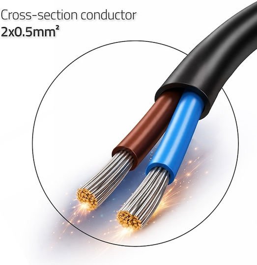 Qoltec Power Cable Cee 7/16 C Plug 2x0.50 Mm² Copper Cu Stripped Soldered 1.8 M