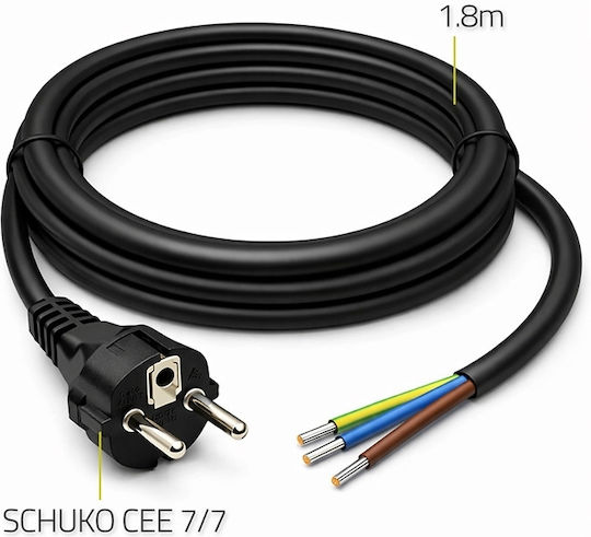 Qoltec Cablu De Alimentare Schuko Cee 7/7 E F Cupru Cu Miezuri Dezizolate Solderate 3x1.50 Mm² 1.8 M