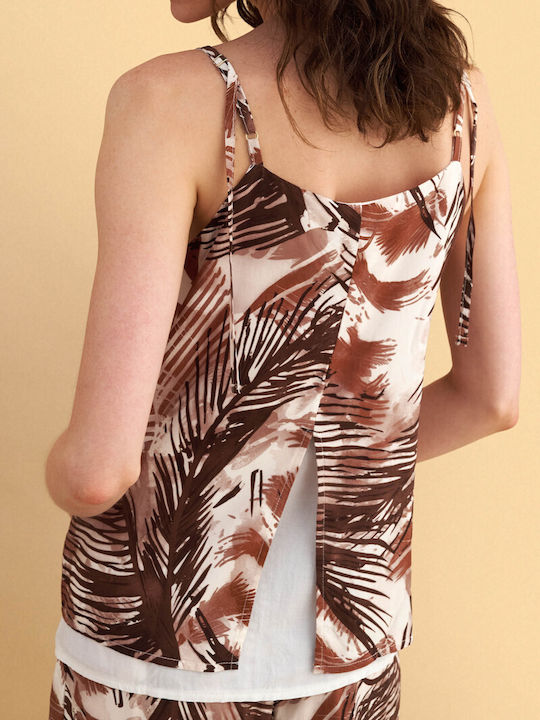 Damenbluse Blumen Braun