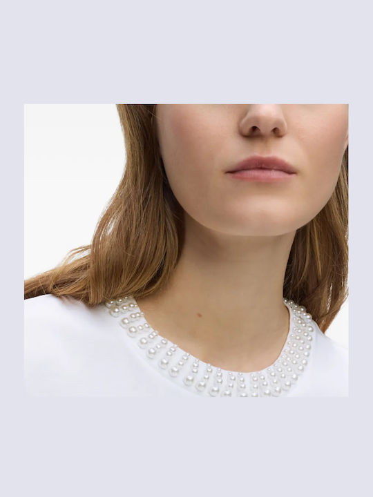 Γυναικείο T-shirt Faux-pearl Neck