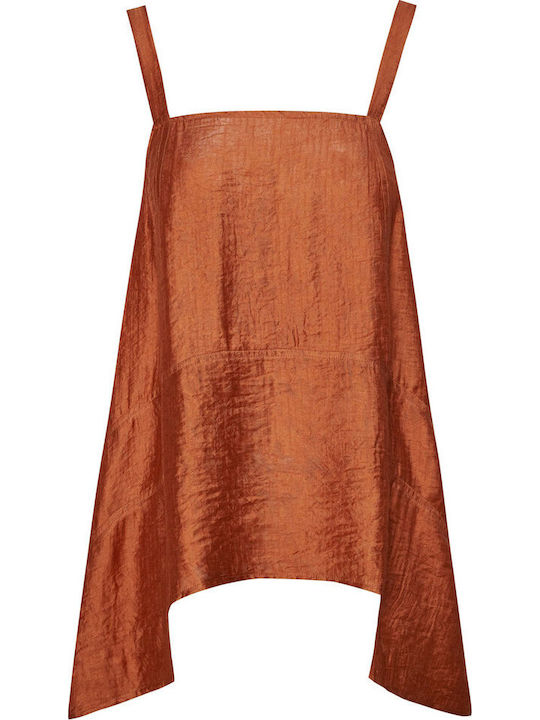 Damen Bluse Satin Orange