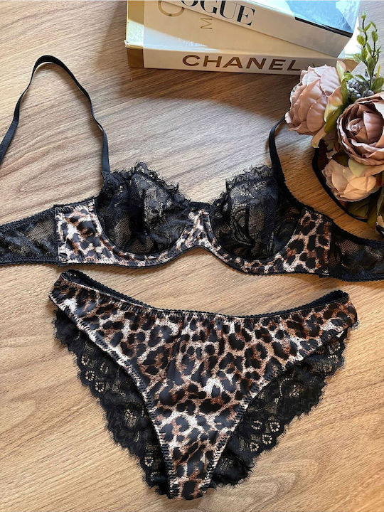 Set Lenjerie Intimă Cu Dantelă Bralette Cu Slip