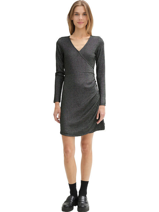 Summer Evening Wrap Dress Black Glitter