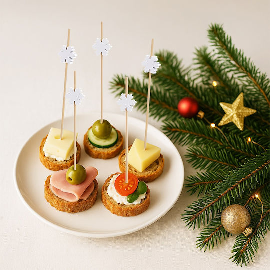 Bambus Schneeflocke Snack Zahnstocher 12 Cm 20 Stück