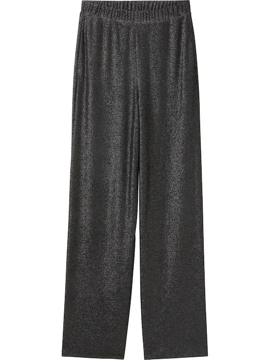 Women's Fabric Trousers Black Glitter