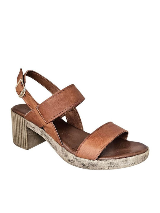 Leather Sandals Tabac Brown