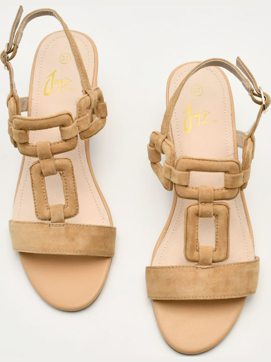 Damen Sandalen Aus Leder Beige