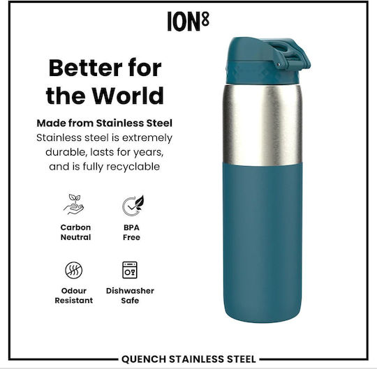 Ion8 Recyclable Thermos Stainless Steel Bottle 1.2lt Deep Teal